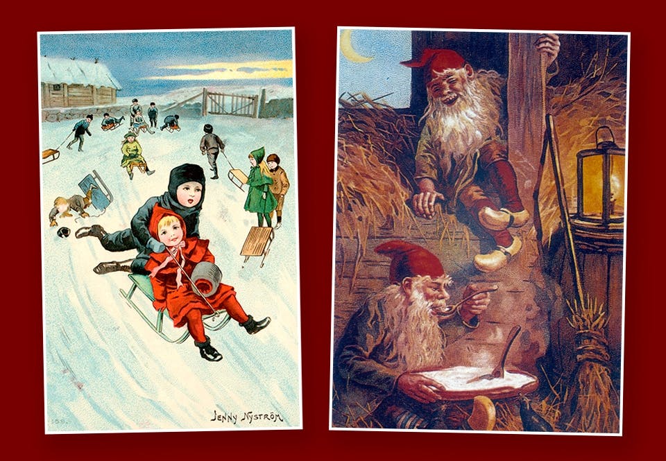 Jenny Nyströms julkort och tomte. Jenny Nyströms julkort och tomte.